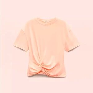 Aritzia Babaton | Tie Knot Coral Peach Short Sleeve Tee